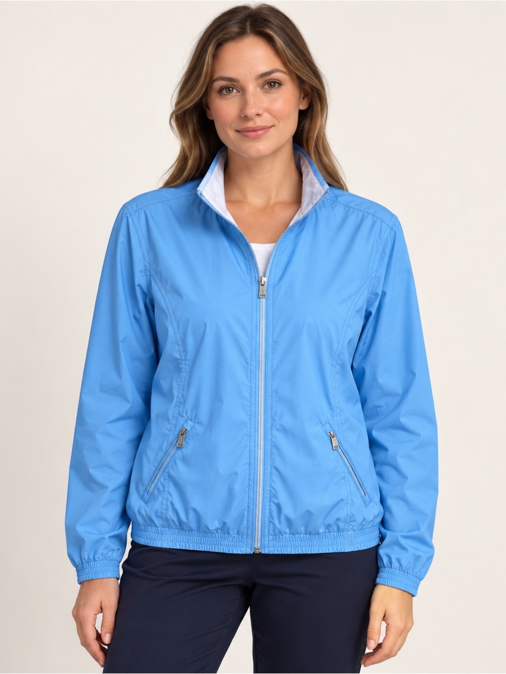Lauren Ralph Lauren Active Light Blue Full Zip Windbreaker Jacket Large